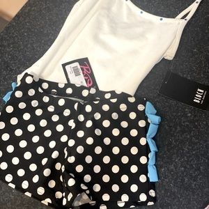 Gymnastics leotard and shorts